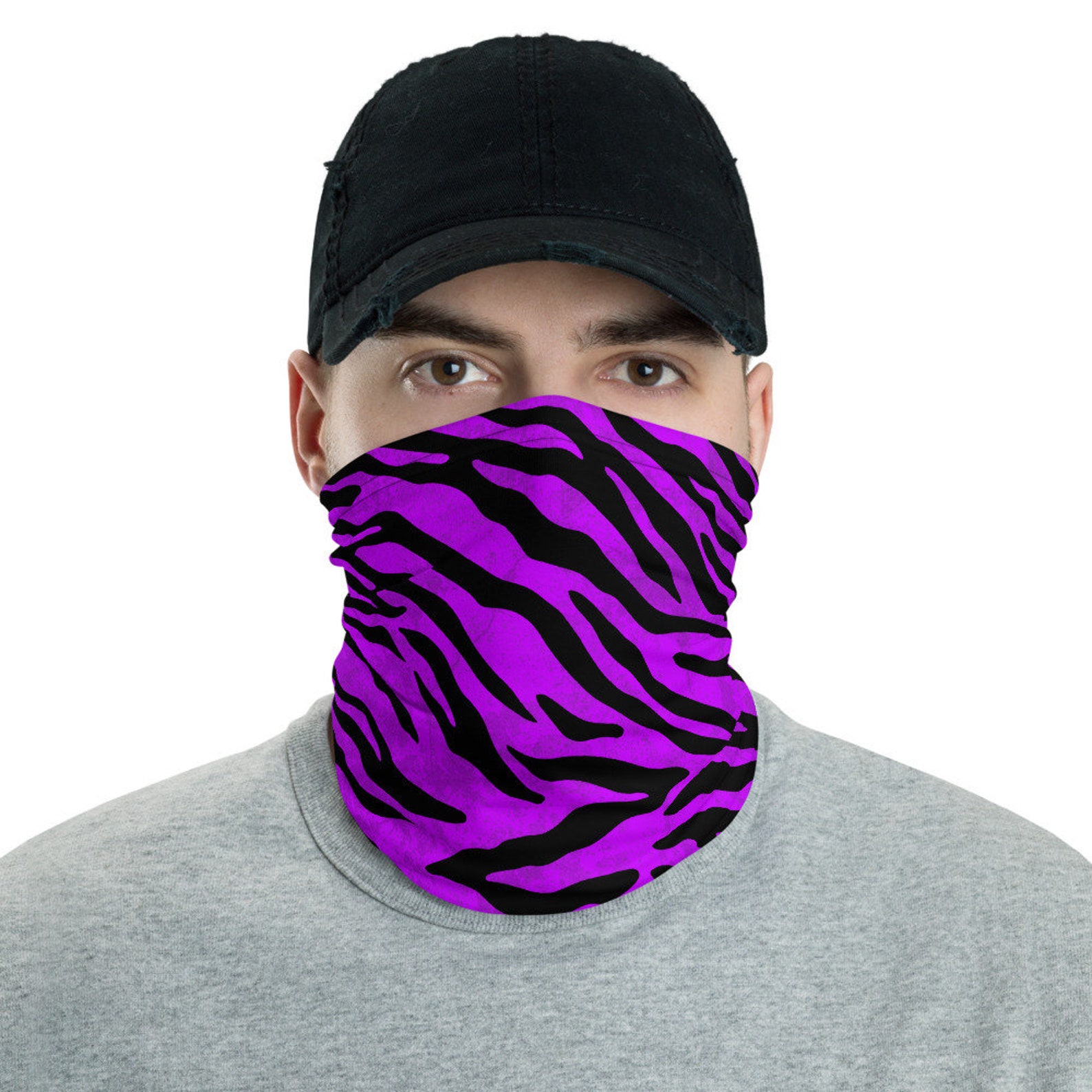 Purple Tiger Print Neck Gaiter/mask - Etsy