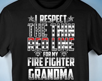 Fire Fighter Grandma Thin Red Line Premium Unisex T-Shirt