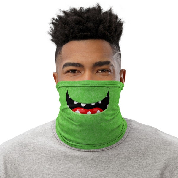 Green Laughing Monster Mouth Face Mask/Neck Gaiter
