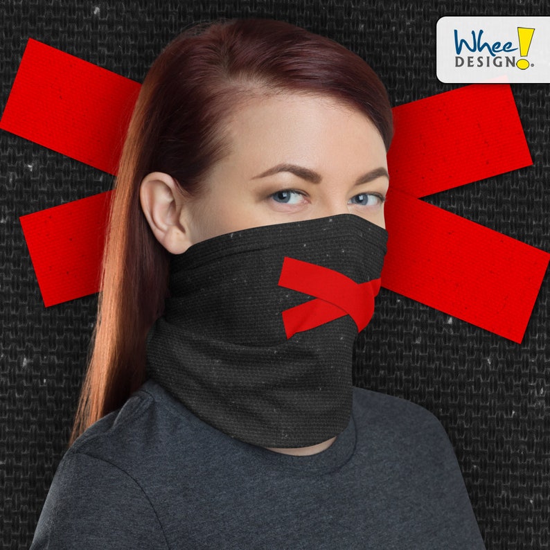 Red Tape Over Mouth Neck Gaiter/face Mask Etsy