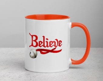 Believe Christmas Jingle Bell Mug with Color Inside