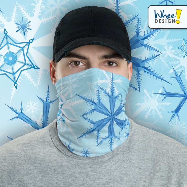Winter Blue Icy Snow Neck Gaiter/face Mask Etsy