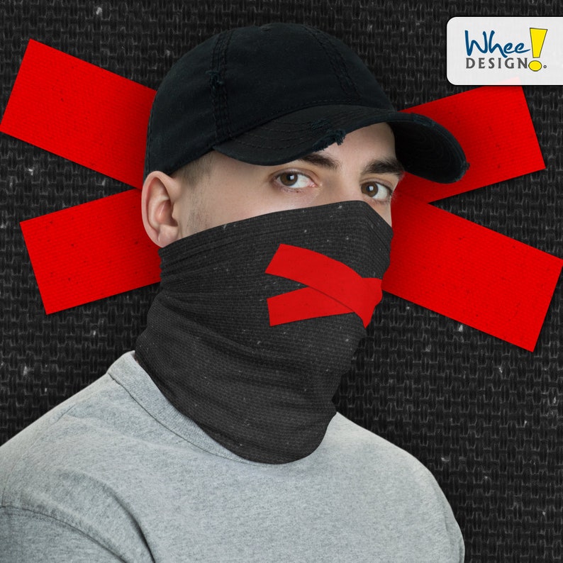 Red Tape Over Mouth Neck Gaiter/face Mask Etsy