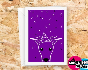Tarjeta de cumpleaños Whippet - Tarjeta de cumpleaños Greyhound - Tarjeta Greyhound Día de las Madres - Tarjeta Lurcher - Tarjeta del perro