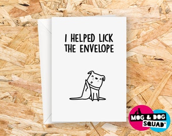 Tarjeta de perro divertida - tarjeta de felicitación en blanco - amante de los perros - lamiendo el culo - tarjeta de cumpleaños del perro - tarjeta del perro