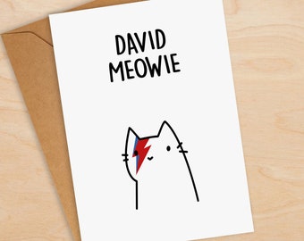 David Meowie Katze Karte - David Bowie Katze - Lustige Musik Karte - Geburtstag - Katzenliebhaber