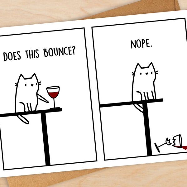 Does This Bounce Cat Card - Funny Cat Card - From the Cat - Card For Cat Lover