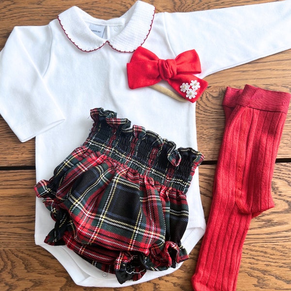 Tartan Christmas Bloomer for Baby . Tartan Plaid Christmas Bloomer. First Christmas Outfit new born.