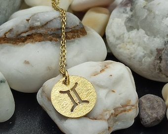dainty Gemini zodiac necklace solid gold 14k,Gemini Necklace,perforated Necklace,Zodiac Horoscope necklace,negklace for gift,necklace zodiac