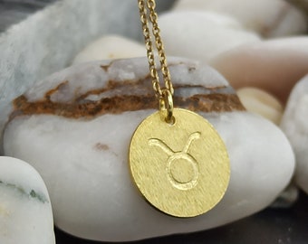 dainty Taurus zodiac necklace solid gold 14k,taurus Necklace,Pendant Necklace,Zodiac Horoscope necklace,negklace for gift,necklace zodiac