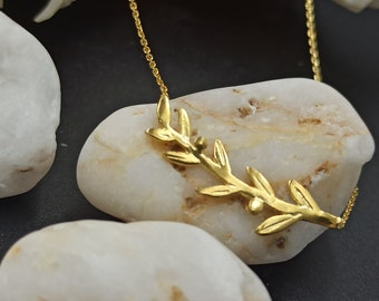 Olive Branch necklace,olive necklace solid gold 14k,dainty olive necklace,necklace for gift,necklace for women,Olive Branch greece necklace