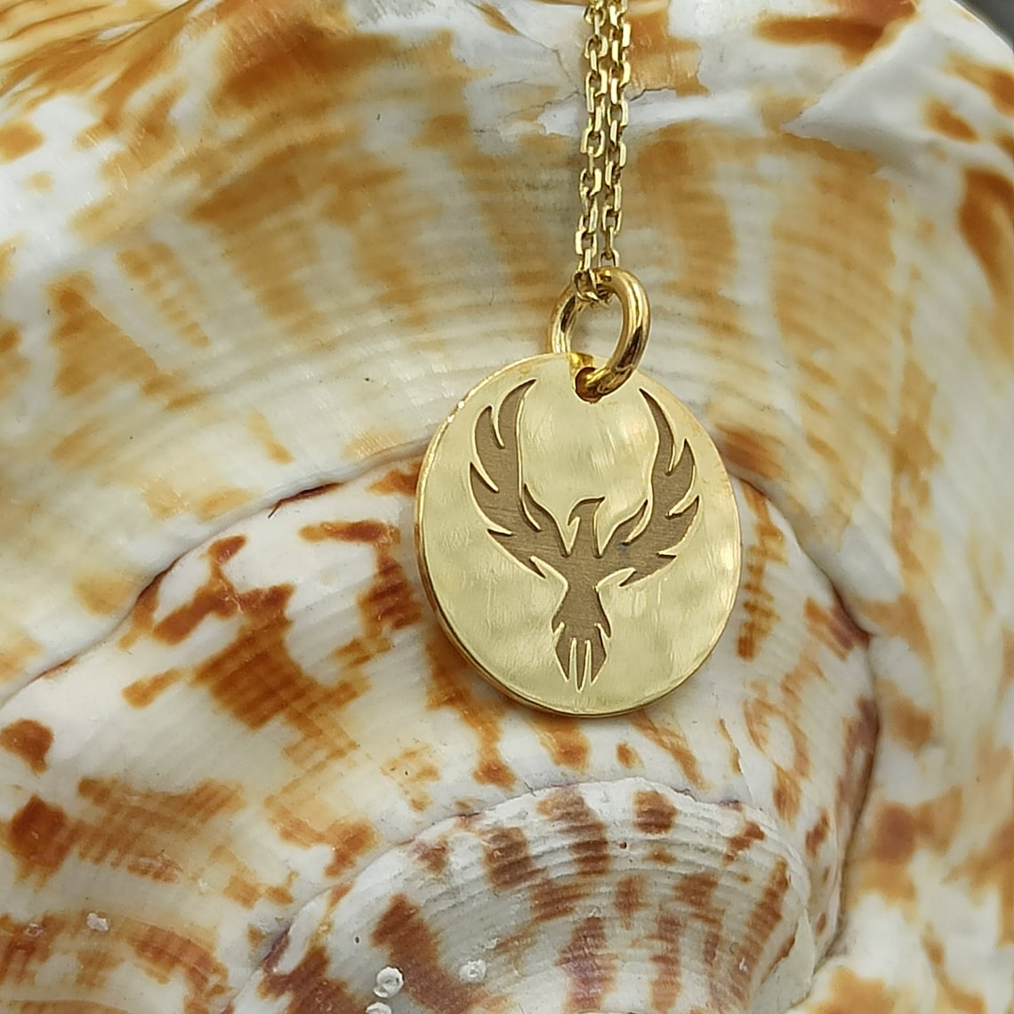 Phoenix Solid Gold 14k Necklace Personalized Phoenix Phoenix Etsy