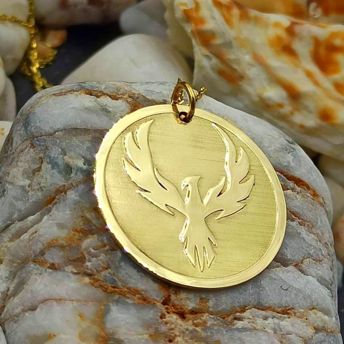 Solid Gold 14k Phoenix Bird Necklace Personalized Phoenix Etsy