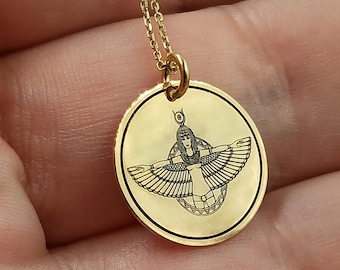 solid gold 14k Egyptian symbol, Personalized Pendant,Egyptian Pendant,Ancient Egyptian Goddess Necklace,nnecklace for gift,Cleopatra jewelry