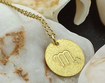 dainty Scorpio zodiac necklace solid gold 14k,scorpio Necklace,Pendant Necklace,Zodiac Horoscope necklace,negklace for gift,necklace zodiac