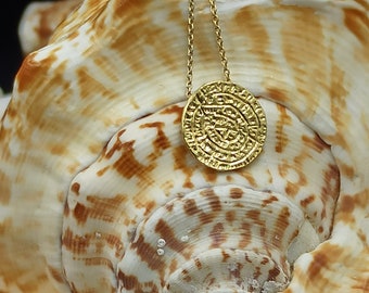 Colar Festo em ouro maciço 14k, joia grega, delicado colar Festo, colar para presente, colar feminino, Festo grego, colar masculino