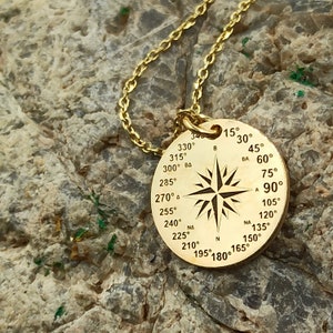 dainty Compass necklace solid gold 14k,compass jewelry,compass for gift,compass charm,personalized compass,custom pendant,traveler gift