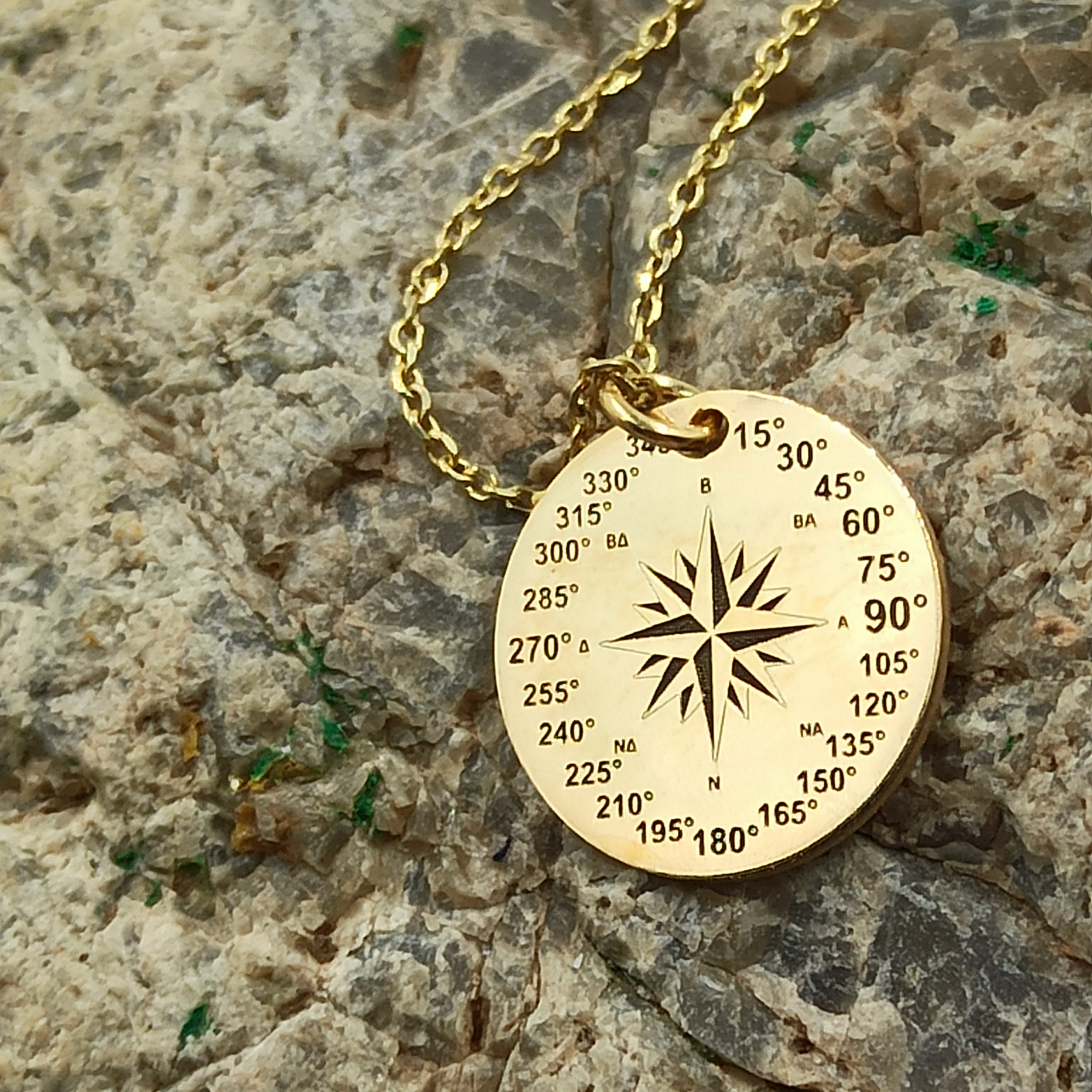 Dainty Compass Necklace Solid Gold Etsy