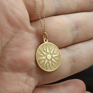 sun vergina necklace Solid Gold 14k,Vergina Sun Necklace,Star of Vergina Gold Necklace,Macedonian Star Necklace,necklace for gift