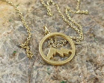 Dainty Mountain Necklace solid gold 14k,Mountain Pendant,necklace mountain,gift for best friend,necklace for gift,necklace for women