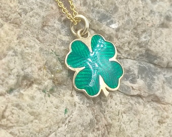 clover necklace gold,clover gold,necklace for gift,four leaf clover,clover enamel,solid gold 14k,Best Friend,Lucky Charm necklace, enamel