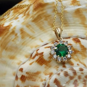 Emerald Necklace Solid Gold 14k,green Emerald Pendant,necklace for Gift ...