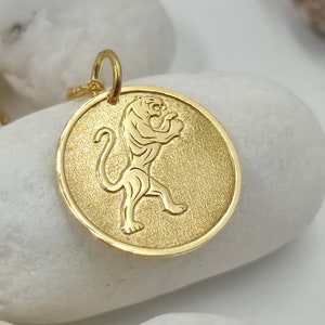 14k Solid Gold puma Necklace, Pesronalized puma Pendant, Panther Coin Jewelry, Dainty Animal Lover Gift, panther Pendant, necklace for gift
