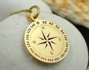 Kompass Halskette, Kompass Schmuck, zierliche Gold Halskette, Kompass für Geschenk, Kompass Charme, personalisierte Kompass, Anhänger, Geschenk für Reisende
