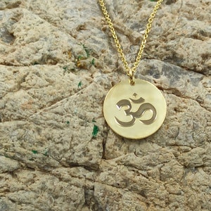 Dainty Om Necklace solid gold 14k,Personalized Yoga Necklace,Necklace for women,Pendant for layered,necklace for gift,necklace for her