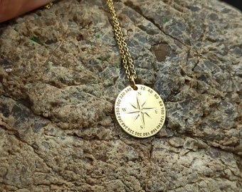 Kompass Halskette, Kompass Schmuck, zierliche Gold Halskette, Kompass für Geschenk, Kompass Charme, personalisierte Kompass, Anhänger, Geschenk für Reisende