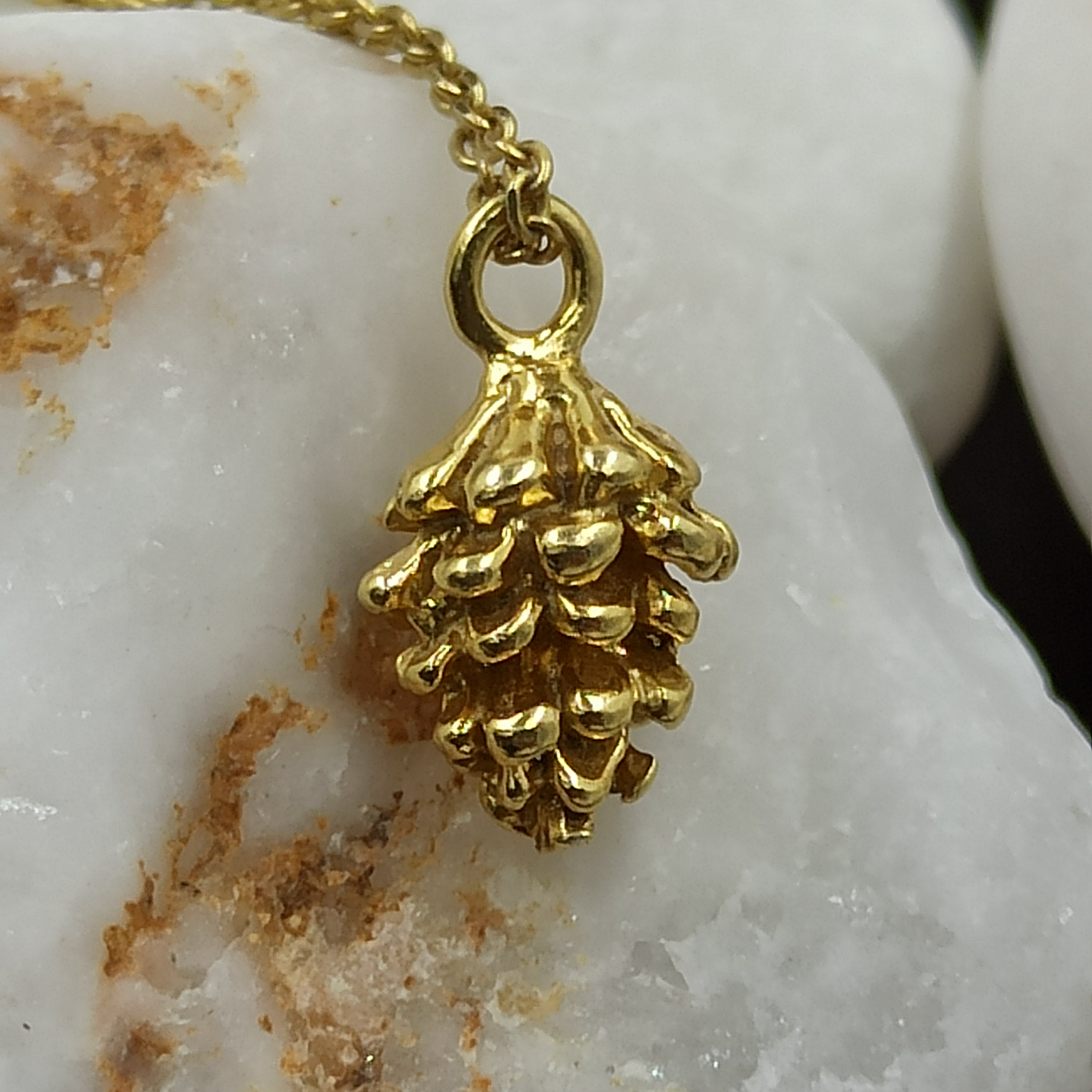 dainty Pine necklace solid gold 14k,pine gold,solid pine for gift,necklace for gift,necklac,lovely pine cone necklace,gift for her