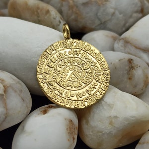 Phaistos disc double sided,Phaistos necklace Solid gold 14k, Greek Jewelry,phaistos disque,Phaistos disc double sided,necklace for gift