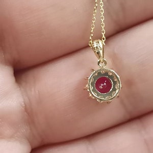 Ruby Necklace Solid Gold 14k Ruby Pendant Necklace Real Ruby - Etsy