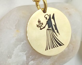 Dainty Virgo solid gold 14k, Constellation Necklace, Personalized Constellation, jewelry zodiac Pendant, Virgo zodiac Necklace,virgo jewelry