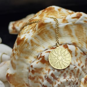dainty sun vergina necklace solid gold 14k,Vergina Sun Necklace,Personalized Star of Vergina,Necklace for gift,Macedonian Star Necklace