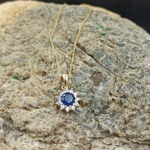 Blue Sapphire Necklace solid gold 14k, sapphire  Pendant, September Birthstone Necklace, Birthday Gift, necklace for gif, wedding gift