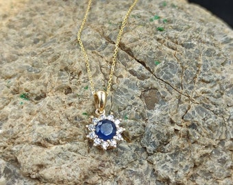 Blue Sapphire Necklace solid gold 14k, sapphire  Pendant, September Birthstone Necklace, Birthday Gift, necklace for gif, wedding gift