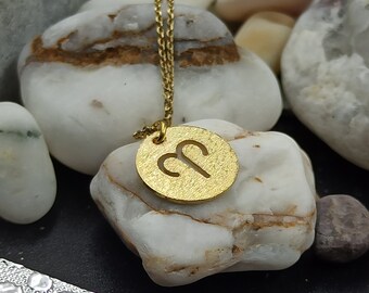 Delikatny naszyjnik ze znakiem zodiaku Baran, wykonany z litego złota 14k, naszyjnik Baran, perforowany naszyjnik, naszyjnik z horoskopem zodiaku, naszyjnik na prezent, naszyjnik ze znakiem zodiaku