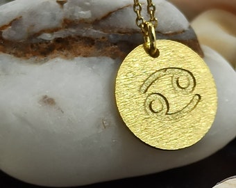 dainty Cancer zodiac necklace solid gold 14k,cancer Necklace,Pendant Necklace,Zodiac Horoscope necklace,negklace for gift,necklace zodiac