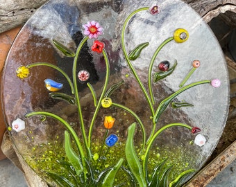 Flower meadow suncatcher window picture 19 cm