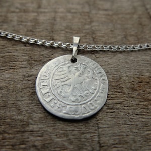 1500s silver coin pendant, genuine Renaissance period coin pendant, silver half groschen coin, antique european silver coin