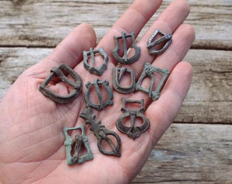 Collection of 10 authentic medieval Viking age Rus buckles, original antique bronze buckle, metal detecting find, gift for a history lover