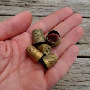 x5 antique thimbles collection, 1800s antique thimbles