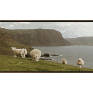 Oversized Framed Scottish Highland Sheep Wall Art | Oil Painting Print | Living Room Wall Art | Canvas Wall Art | Isle of Skye, Scotland