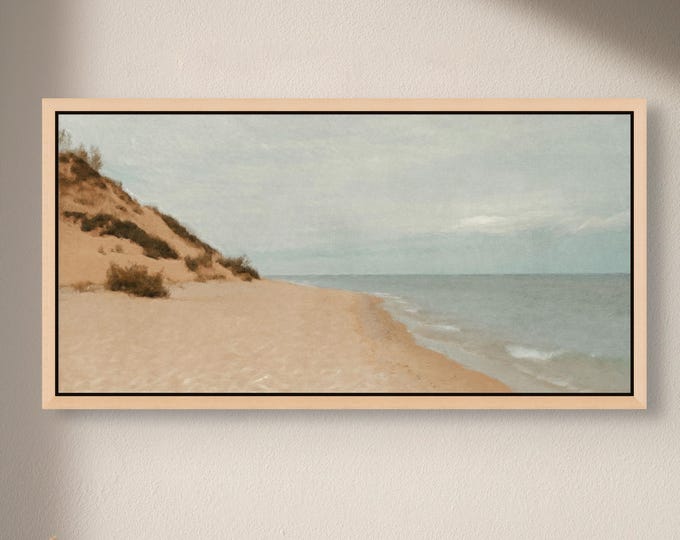 Lake Michigan Sand Dunes Oil Painting Art Print | Beach Wall Decor