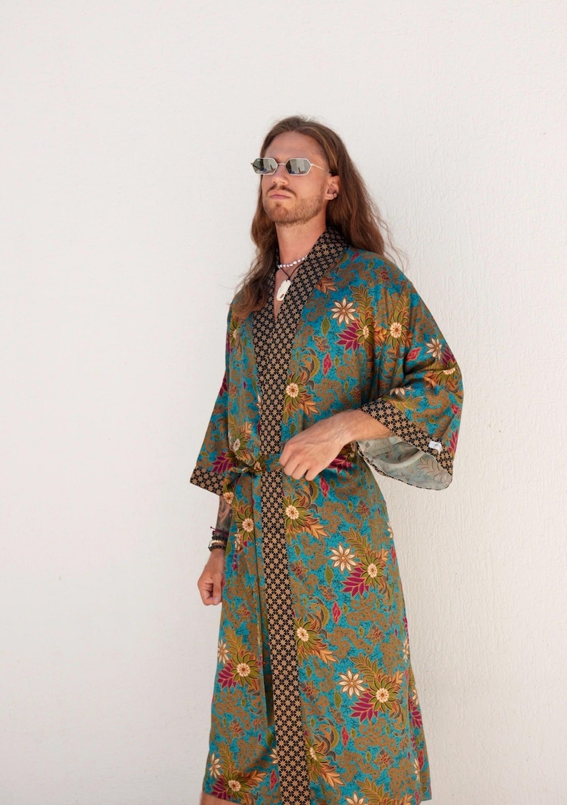 Handmade Bali Silky Soft Batik Kimono Robe Long Only - Music Festival ...