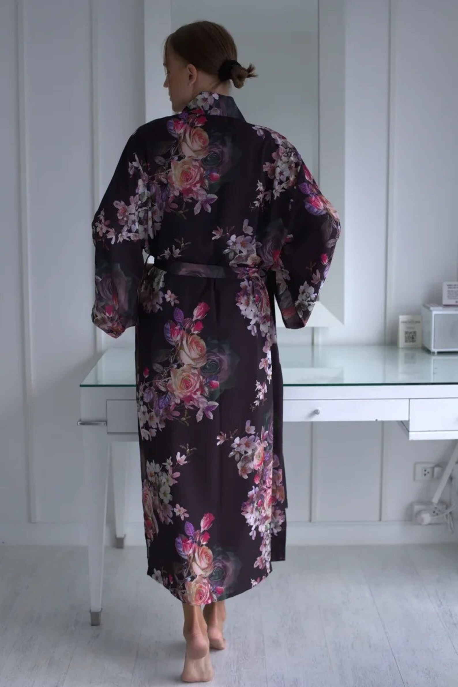 Robe kimono en soie longue pour les femmes | Etsy