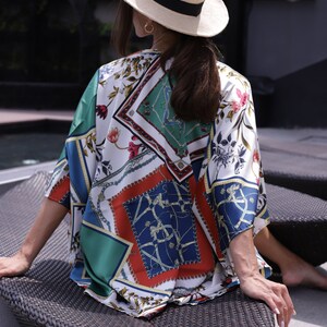 Short Kimono Cardigan Robe Beachwear Women's Cover-Up Dress Short Rayon Light Fabric Cover Up Boho Festival Beachwear Cover Up image 9