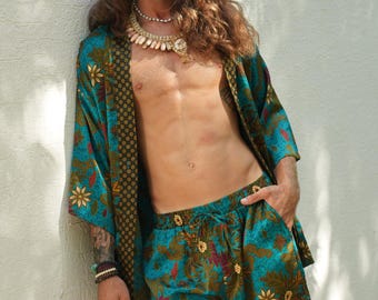 Men's Silky Kimono Set – Balinese Batik Robe & Boxers