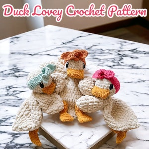 Della Duck Lovey Crochet Pattern | Crochet Pattern for Duck Lovey | No-Sew Amigurumi Duck Pattern | Adorable Crochet Pattern